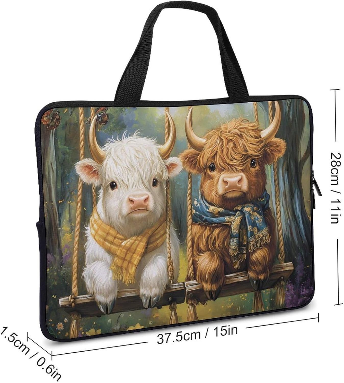 Highland Cow Laptop Bag Lightweight Computer Bag Carrying Case for Work Business