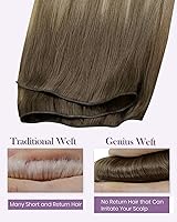 Vista 231 de LaaVoo Extensiones de cabello humano real para coser, extensiones de cabello humano de doble trama, color negro azabache, 18 pulgadas, 3.53 onzas