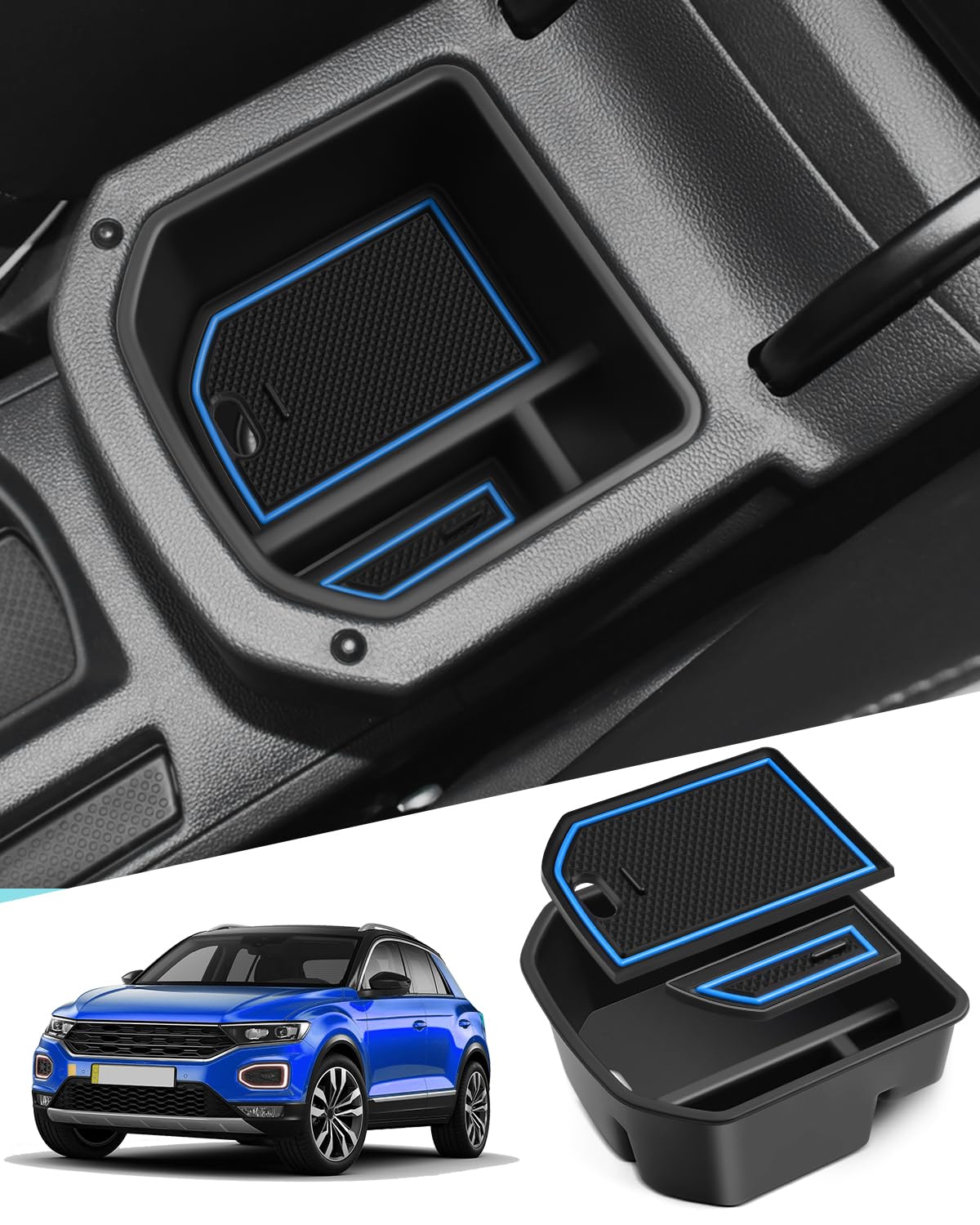Cuscino Bracciolo Per Volkswagen T-Roc R-Line 2019-2025 - Copertura Protettiva Antigraffio, Nero, Facile Da Installare E Pulire