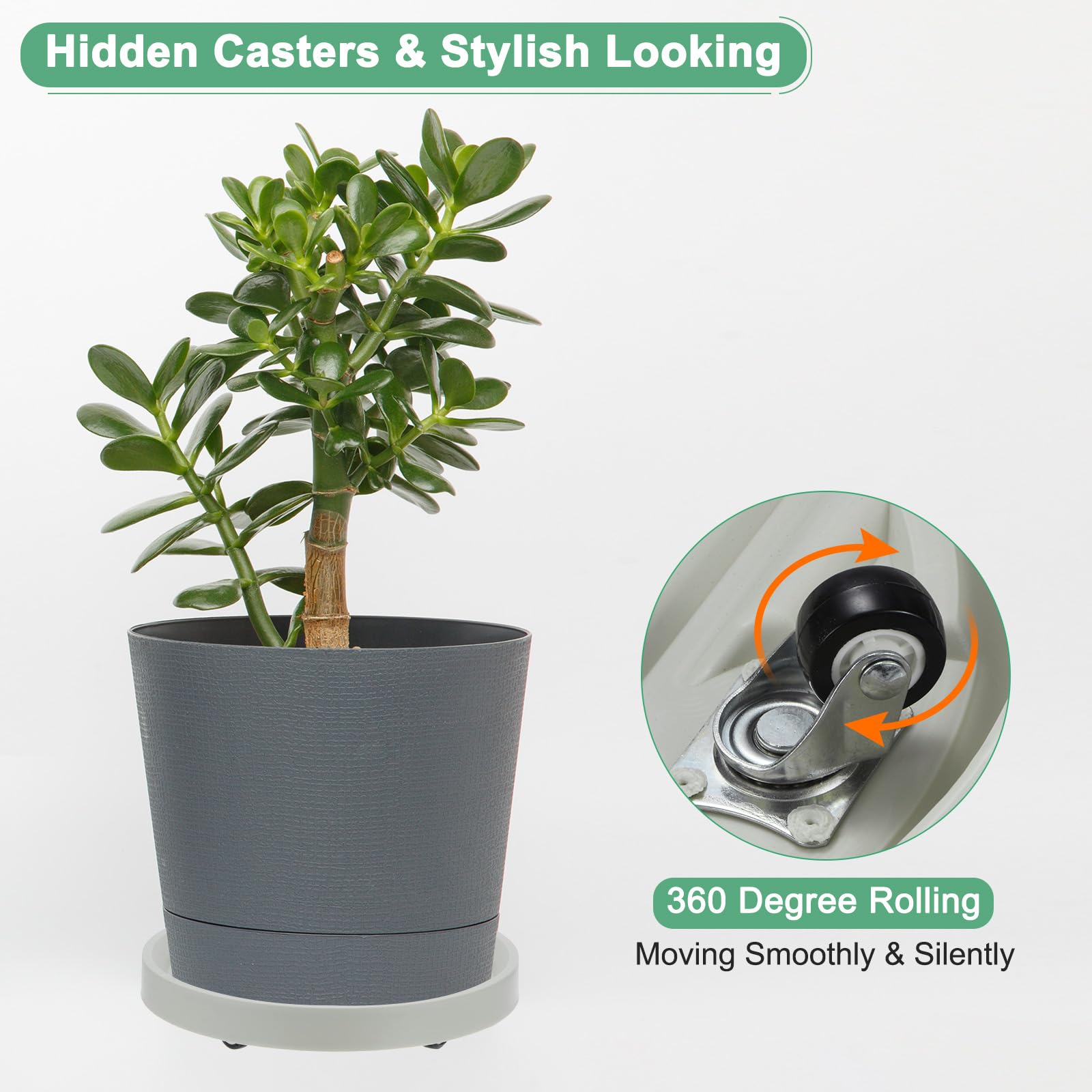 M METERXITY 2-Pack Plant Stand with Wheels - Image 2