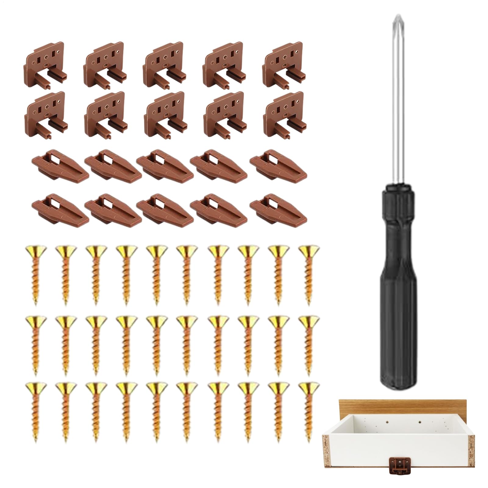 Guías para cajones con set de reparación e instalación sencilla de armarios