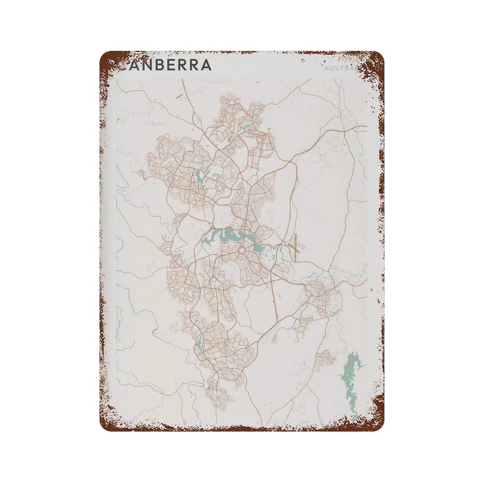 xiaoxiaoshen Canberra Map City Australia (2) Wall Decor Art Metal Tin Poster Modern Home Decor Art Home Bar Shop Decorations Vintage Sign 40x30cm