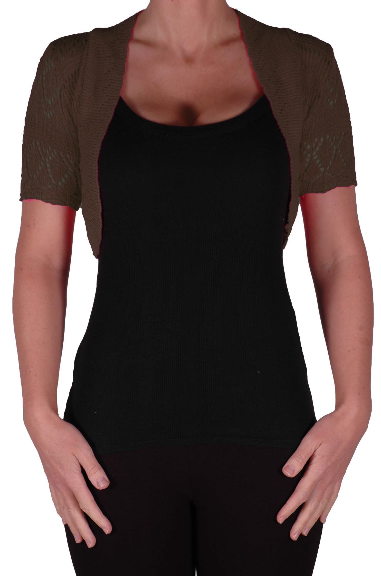 Eye Catch Women's Brown Eyecatchclothing - Erin One Size Bolero Knit Shrug