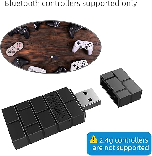 Vista 7 de Adaptador de controlador inalámbrico USB 8BitDo 2 dongle convertidor para SwitchSwitch OLED Steam Deck Windows MacOS Raspberry Pi PS5PS4PS3 Xbox