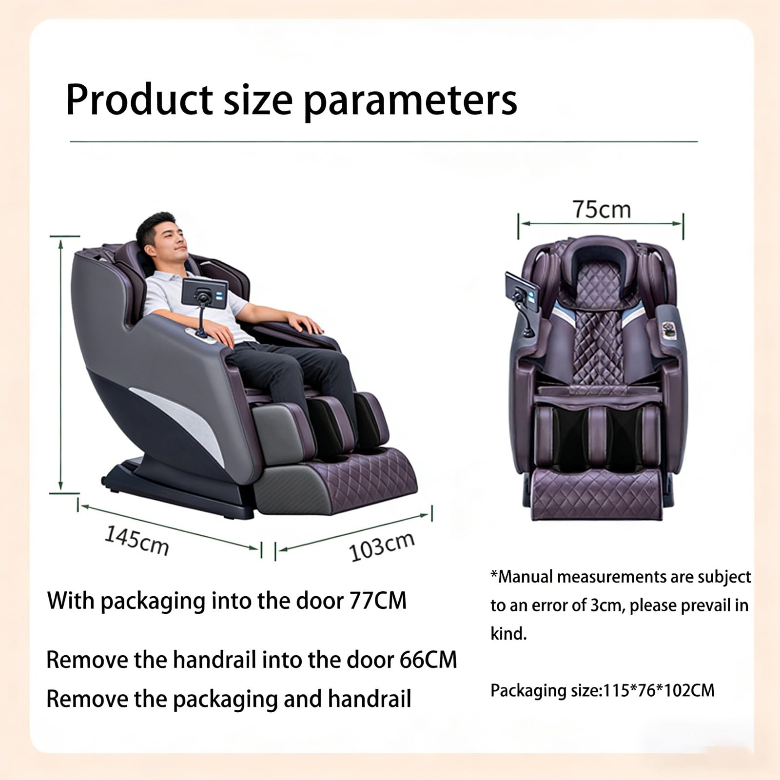 Sillón De Masaje De Gravedad Cero, Movimiento 2D Airbag Y Rodillo para Pies 6 Programas Automáticos Calefacción De Cintura Sillón De Masaje De Lujo para El Hogar(Bianco)