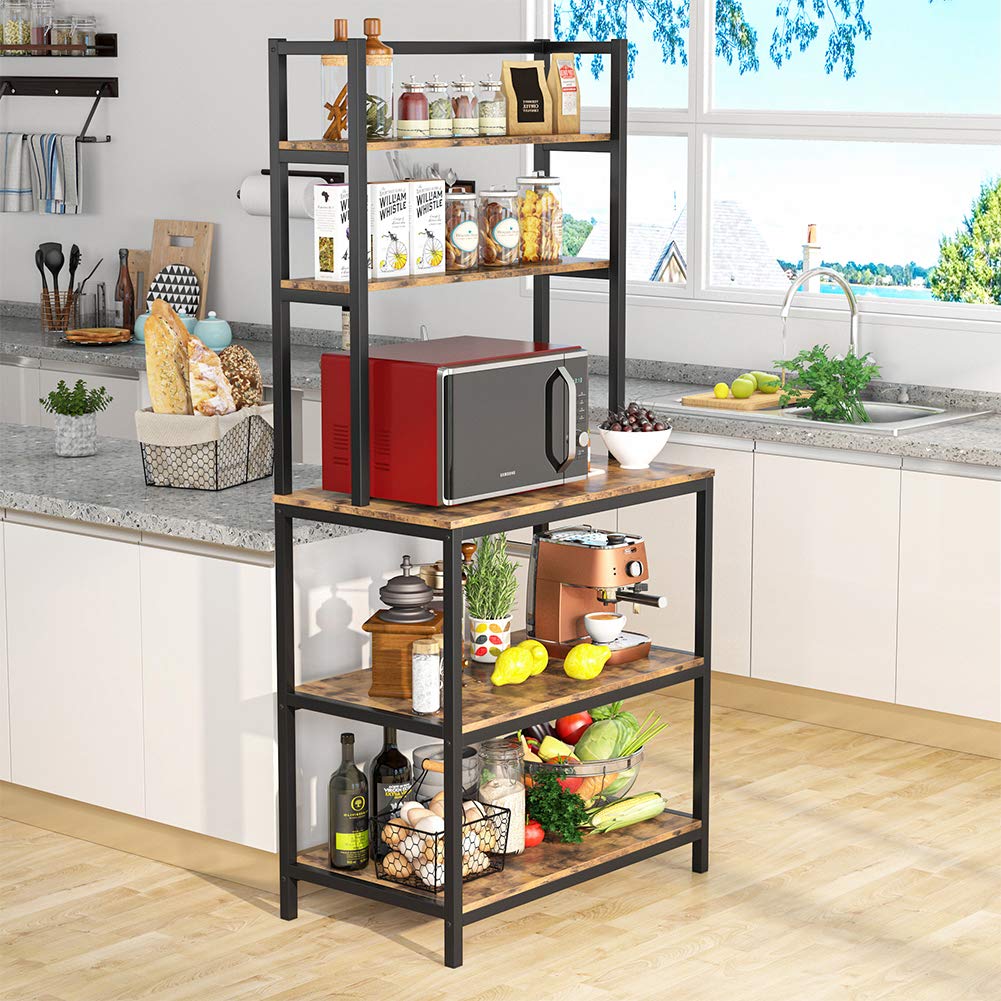 Tribesigns Cocina Baker's Rack Soporte para Horno microondas Especias Utensilios Cocina Estante de Almacenamiento Estante Independiente Organizador Industrial de 5 Niveles by