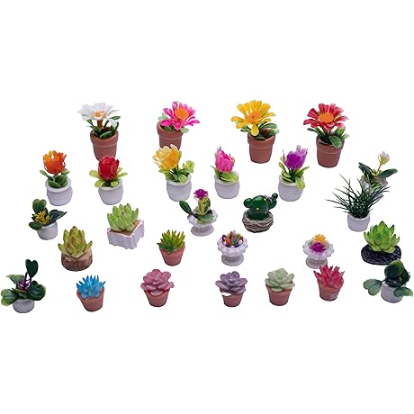 27-Piece Miniature Bonsai Plants for Dollhouses