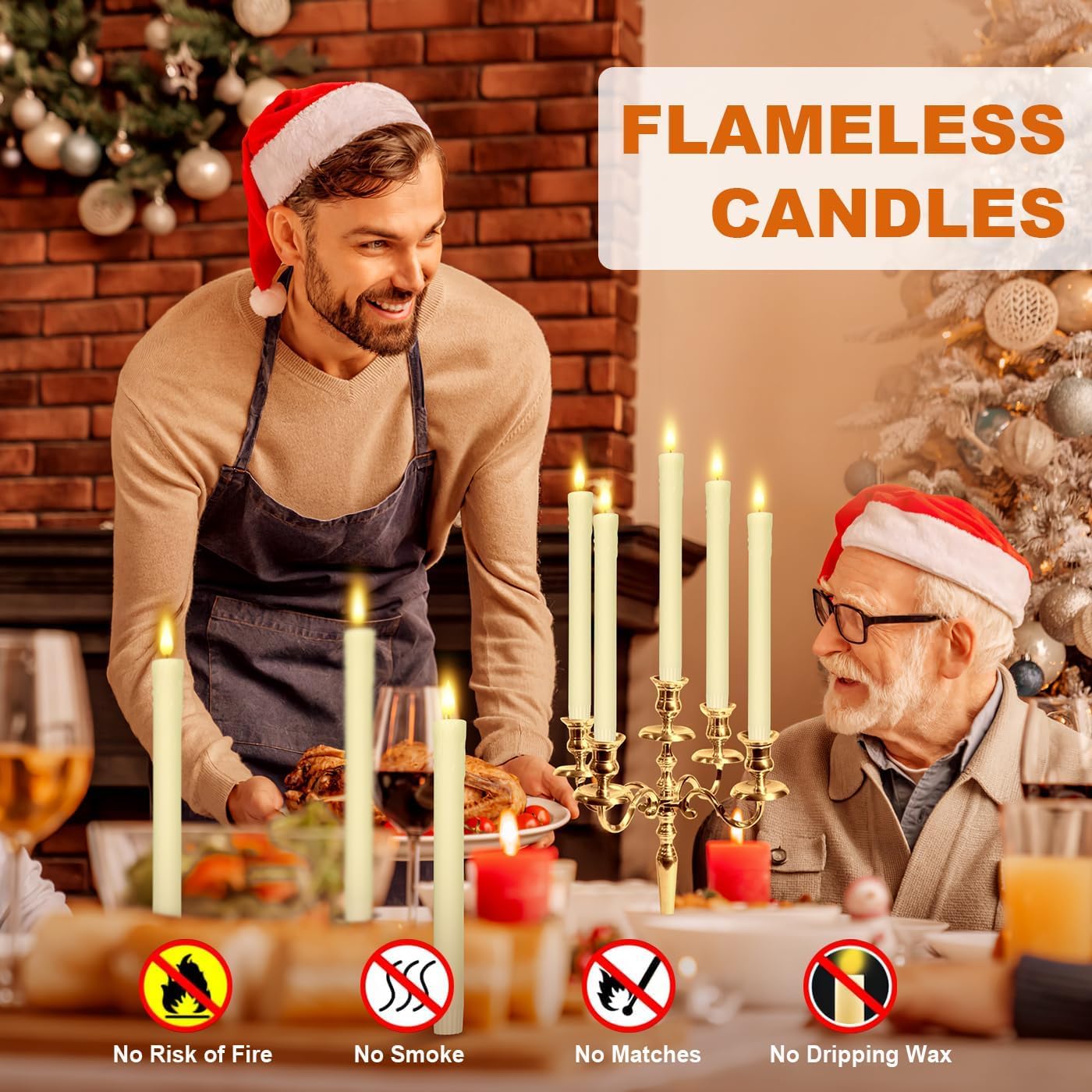 8 Pcs Flameless Taper Candles With Remote – Real Wax, Flickering LED, 9.6", Timer, Battery Operated For Wedding, Easter, Home Decor