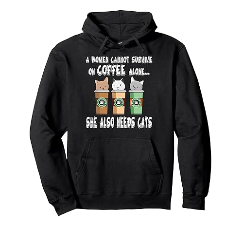 Funny Kitty Pet Owner Woman Needs Coffee & Cats