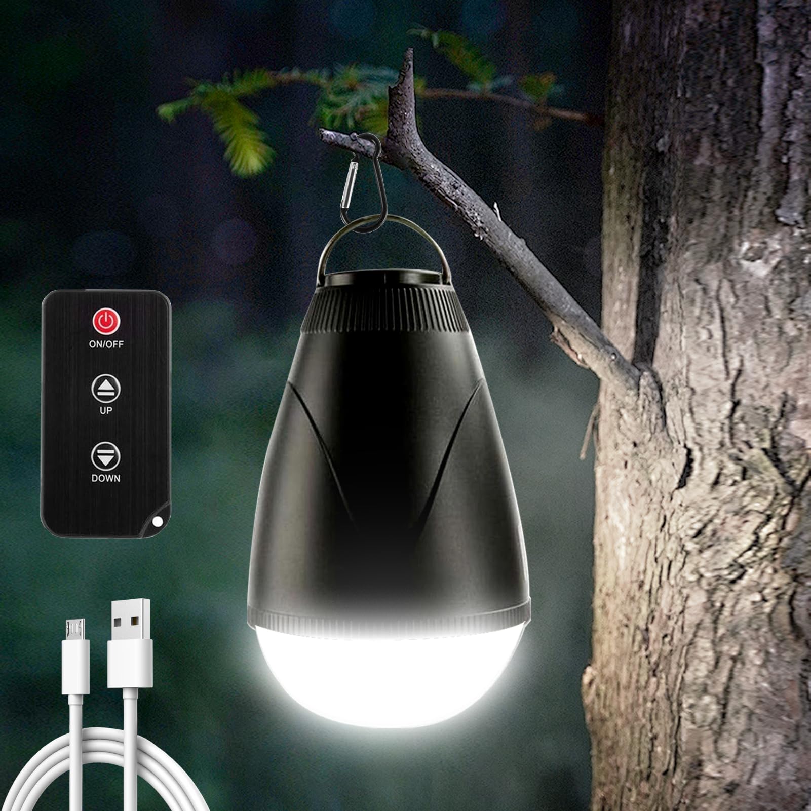 Rechargeable Camping Lights for Tents, Portable Camping Lantern with Remote 5750K 3 Modes LED Tent Lights Waterproof Camping Lamp for Hiking Fishing Hunting Climbing Emergency