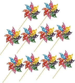 10pcs Plum Windmill Flower Decor Outdoor Playset Ornament for Rainbow Yard Pinwheel Garden Wind Decorative Windmill Pinwheel Toy Colorful Windmill Outside Decor Stripe