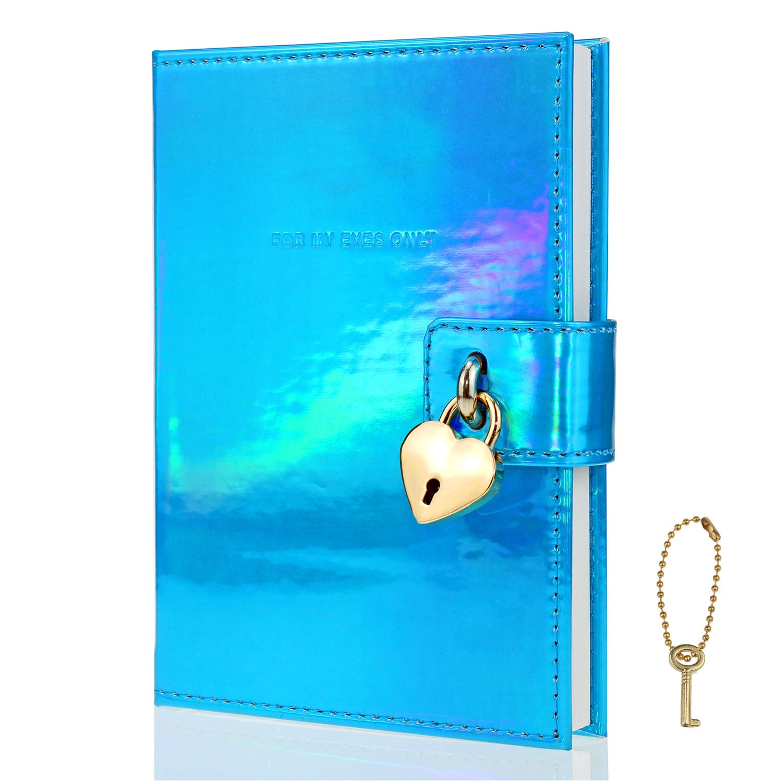 Mazeran Heart Shaped Lock Journal, Handmade Laser PU Hard Cover Notebook Travel Diary, B6 Lined Locking with Key Personal Planner Secret Organizers Gift for Girls Women Daughter