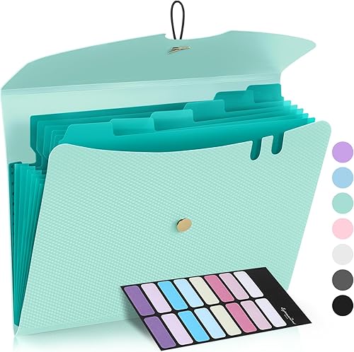 Sooez Carpeta de archivos expandible de 7 bolsillos, organizador de archivos de acordeón premium, carpetas tamaño carta para documentos, elegantes