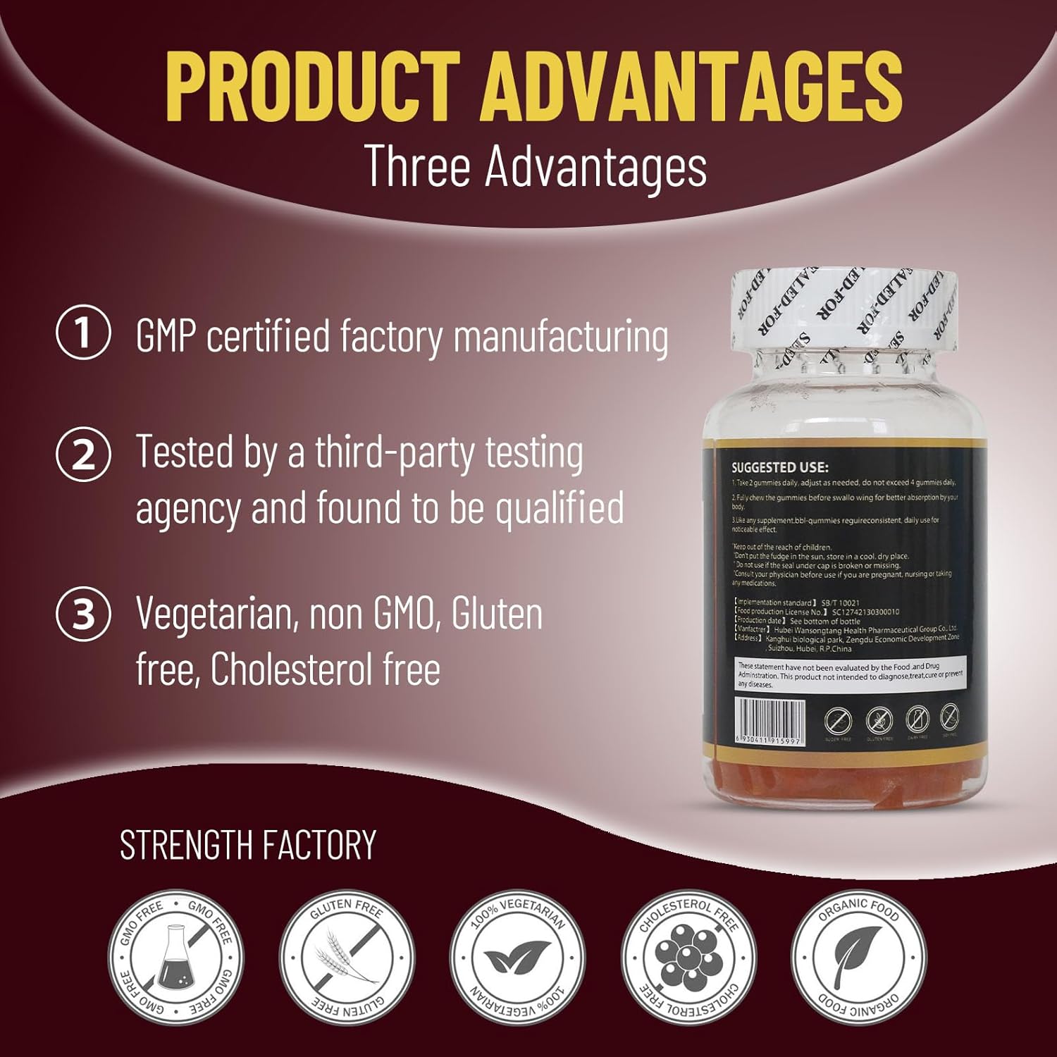 BBL Gummies with Vitamin E, Buttock Lift Supplments, Create A Peach Hip Shape, 60 Count