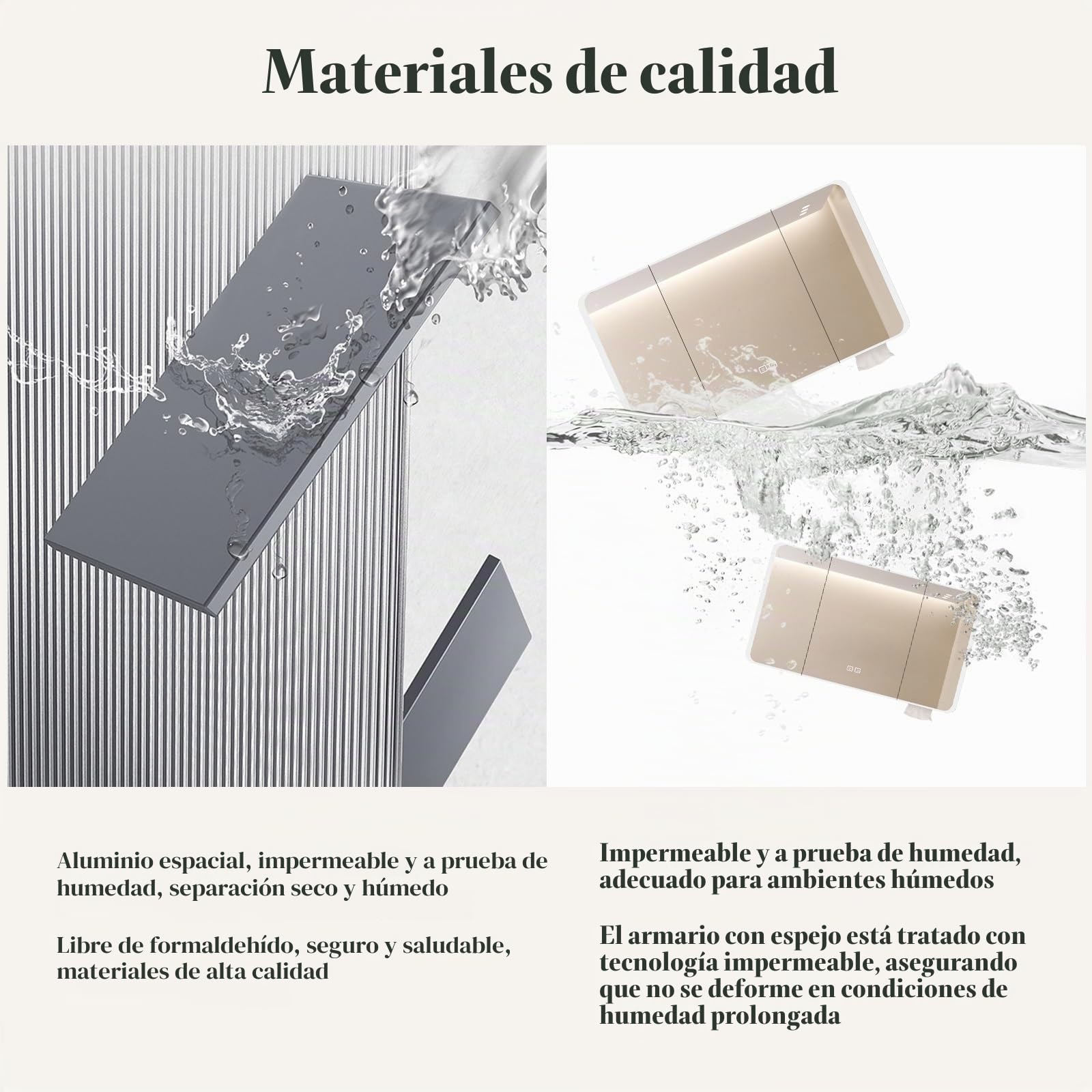 Armario Espejo de Baño Con Luz, Almacenamiento Y Antivaho - Montaje en Pared Con Enchufe (Blanco, 70cm/27.6in)