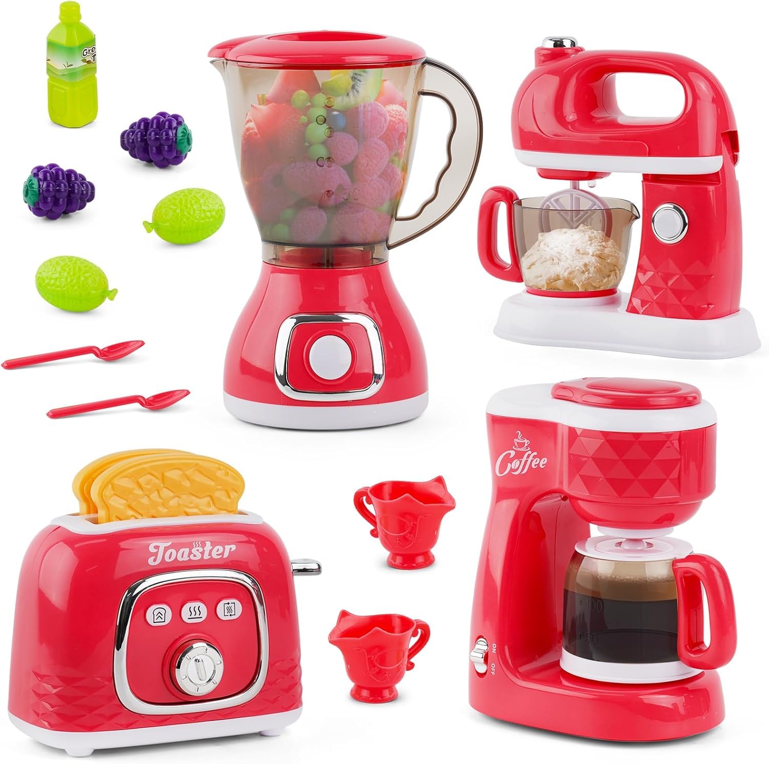 HOMCENT Juego de juguetes de cocina para niños de 3 a 8 años, color rojo