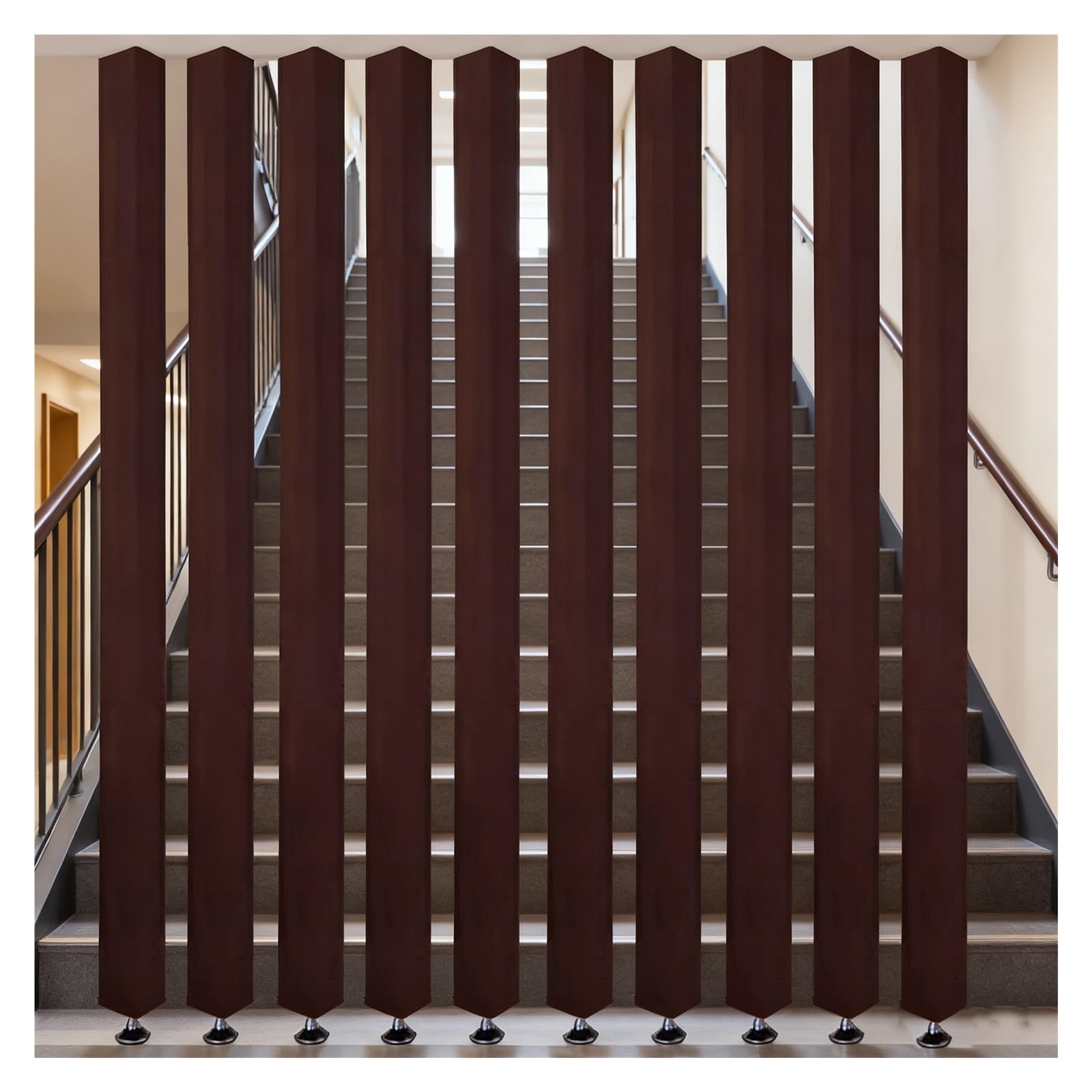 Cloison de séparation réglable en bois à 10 lattes autoportantes pour couloir 100x90cm