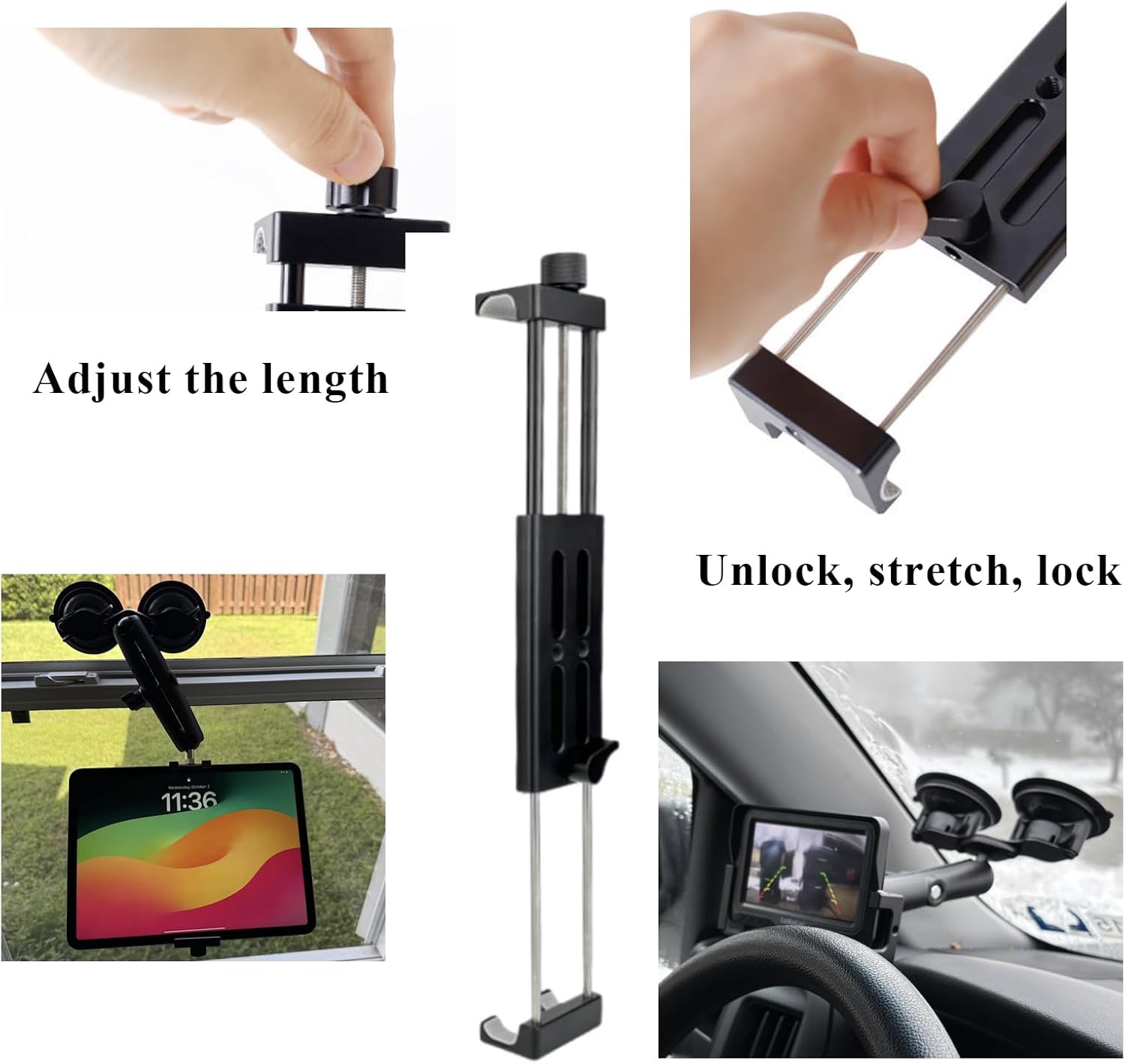 Heavy-Duty Aluminum Alloy Tablet Holder with 1-Inch Ball Head(1/4" Thread), 360° Adjustable Mount for iPad 4.7-12.9" and Other Tablets, Fits RAM Mounts B-Size Arm