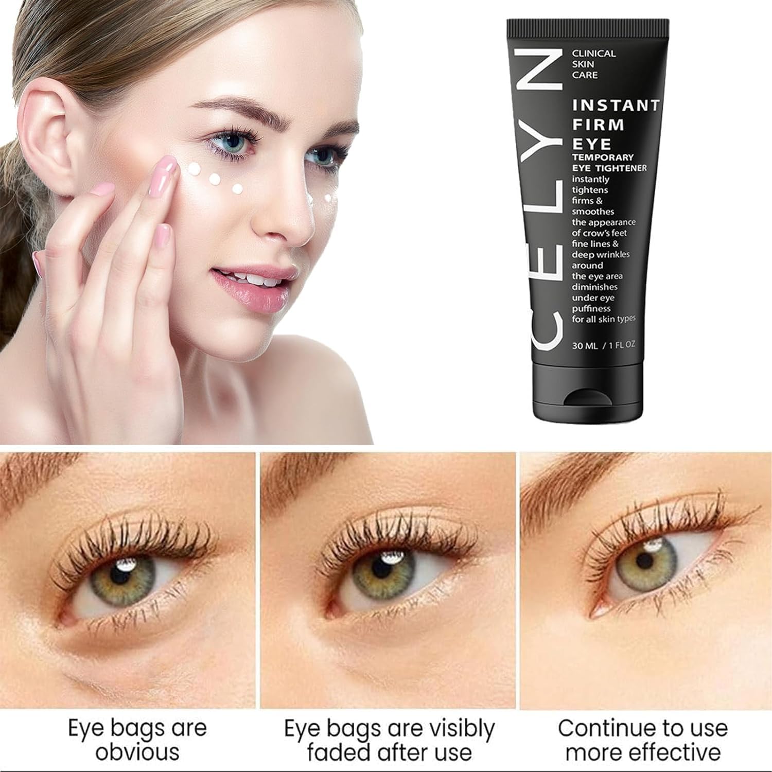 Instant Firm Eye Tightener, 2pcs Soin Contour des Yeux Anti-Rides Fermeté, Creme Anti Cernes et Rides et Anti Poches Sous les Yeux, Creme Contour Des Yeux