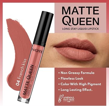 Note Cosmetics Matte Queen Lipstick 04 French Kiss Kalıcı Likit Ruj, Nude