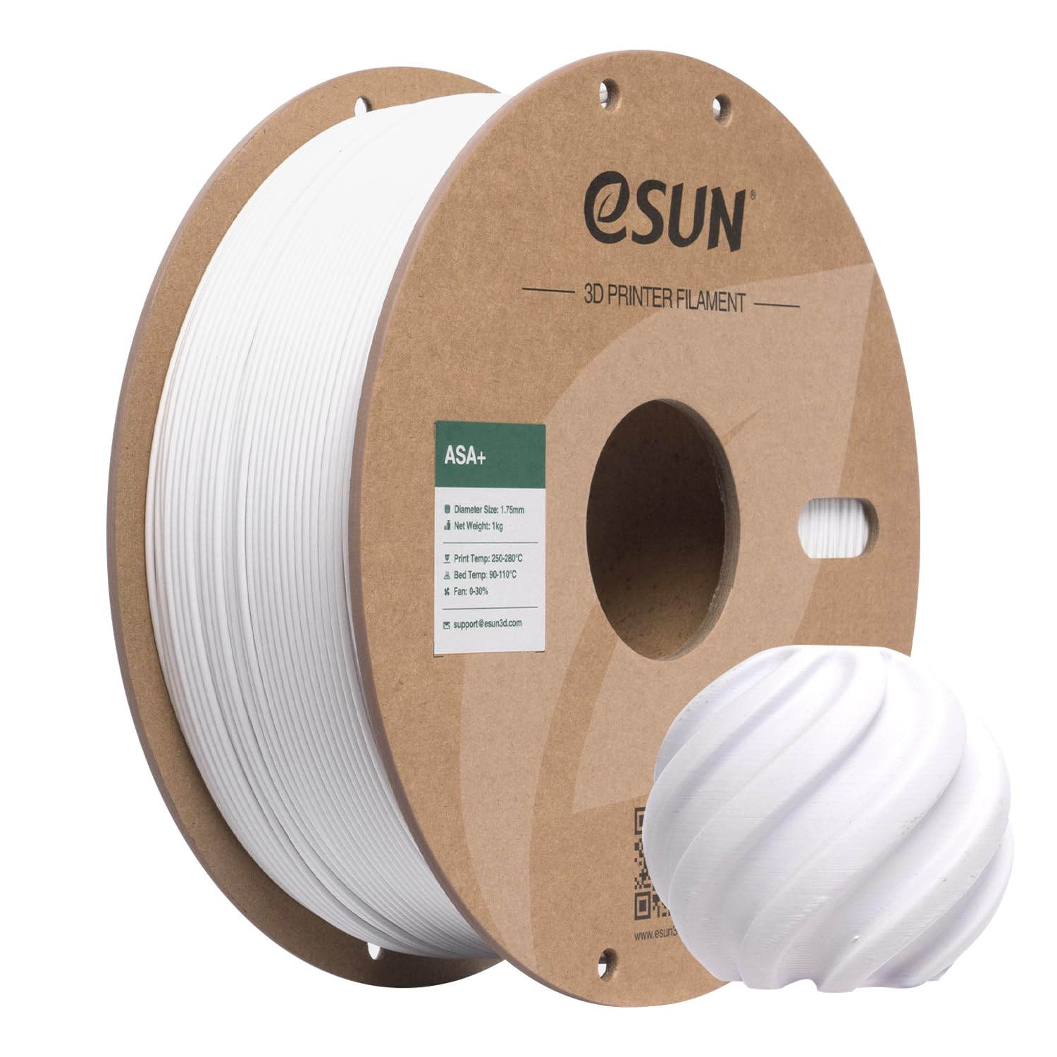 eSUN ASA+ Filament 1.75mm, Wetterbeständiges 3D Drucker Filament, 1KG Spule (2.2 LBS) 3D Druck Materialien für 3D Drucker, Kaltes Weiß