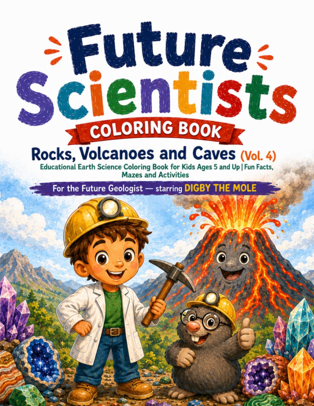 Future Scientists Coloring Book - Rocks, Volcanoes and Caves: Educational Earth Science Coloring Book for Kids Ages 5 and Up