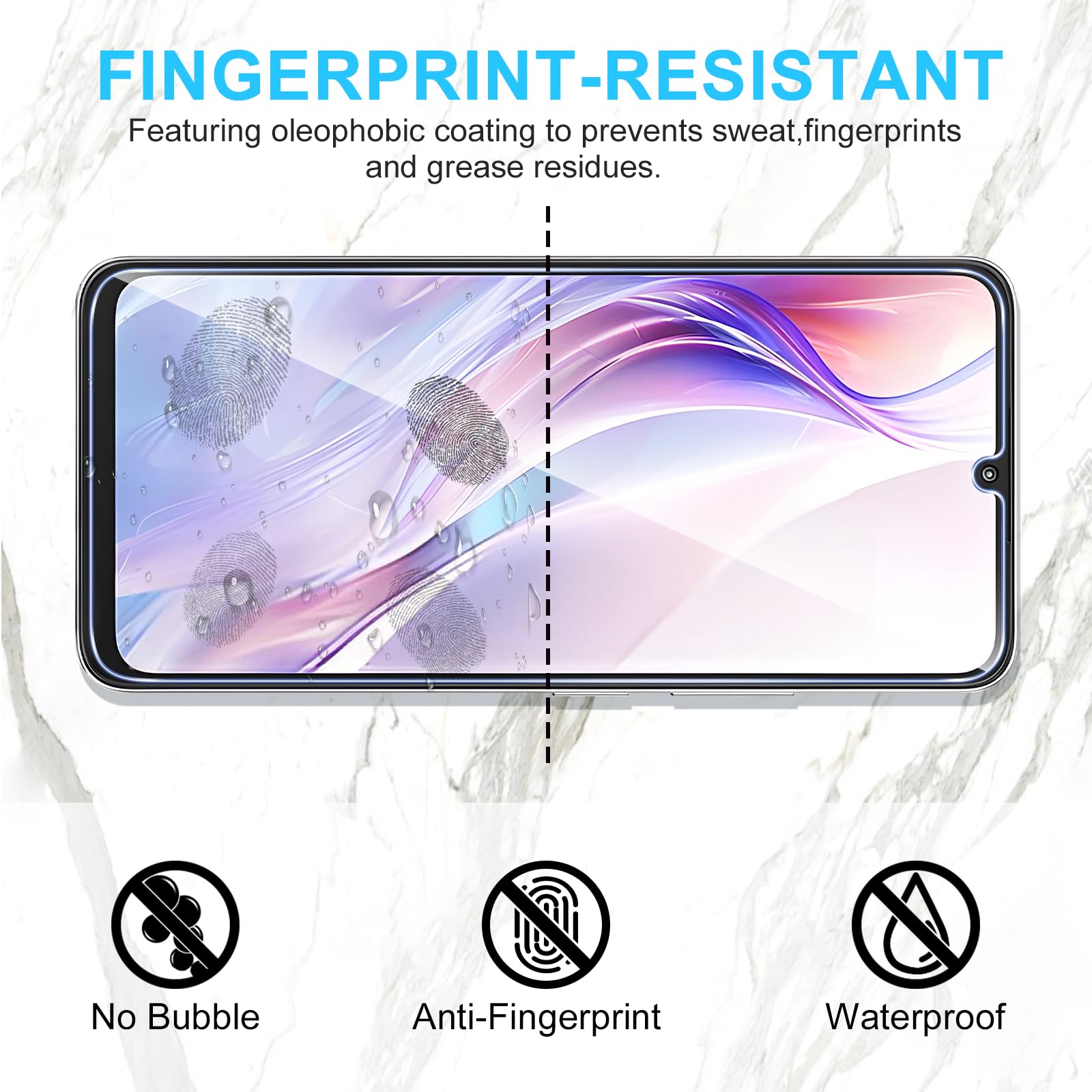 Phoona Vetro Temperato per Xiaomi Redmi 13C 4G/5G, 2 Pezzi Pellicola Protettiva per Redmi 13C, Durezza 9H, Anti Graffio, Anti-Impronte, Senza Bolle(6,74 pollici)