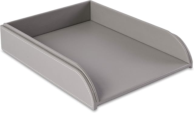 OSCO Faux Leather Letter Tray - Grey