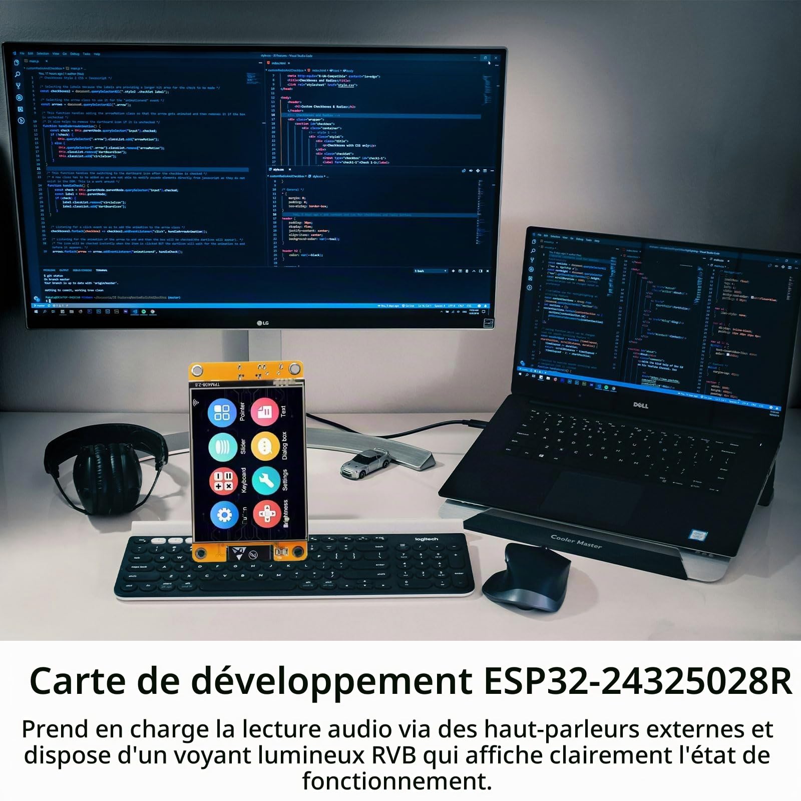 ESP32 Écran, ESP32 Ecran Tactile Board Avec Wifi Bluetooth, 2.8" 240 X 320 ESP32-2432S028R Module, TFT Touch Display, Carte De Développement Avec Stylet, Compatible pour Arduino IDE