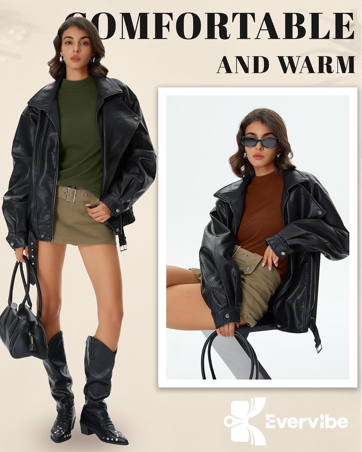 3 Pack Women's Mock Neck Thermal Tops Long Sleeve Cotton Ribbed Knit Turtleneck Shirts Slim Fitted Casual Base Layer - Image 4