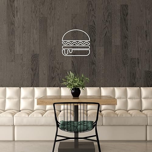 Miniatura 2 de Calcomanía de vinilo para pared, letrero de hamburguesa, 16.5 x 17.5 pulgadas, diseño de comida en forma de hamburguesa moderna y divertida