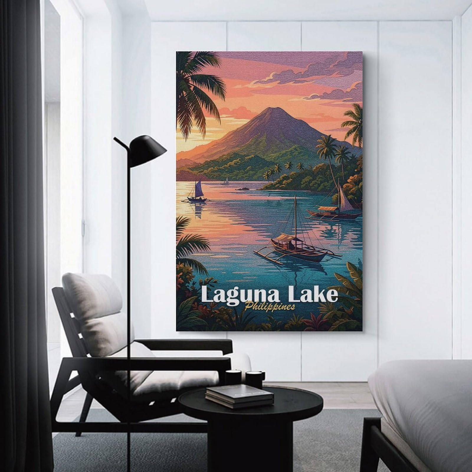 Junmoney Laguna Lake Philippines Travel Hanging Wall Art, 20x30inch(50x75cm), for Home Walls, Creative Rooms Or Shared Spaces, A Flexible Wall Accent for Shared Spaces