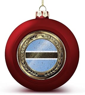 National Flag Hanging Ball Ornament Red Medals Botswana, Medals Botswana Flag Christmas Ball Ornaments Decoration for Christmas Tree for Xmas New Year Birthday Gifts Merry Christmas Keepsake