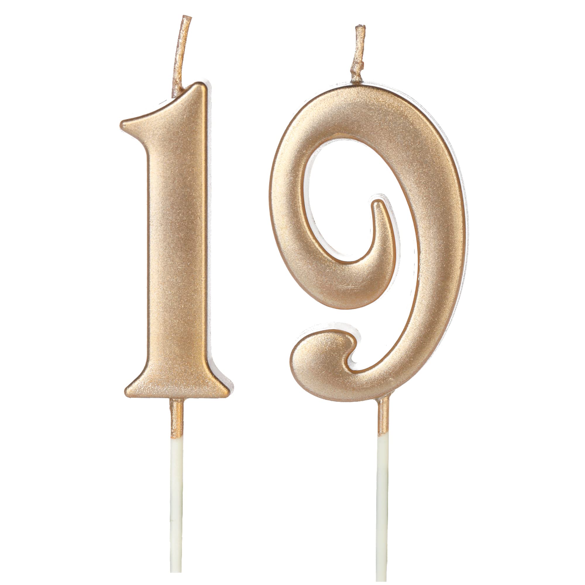 Champagne Gold 19th & 91st Number Birthday Candles for Cake Topper, Number 19 91 Glitter Premium Candle Party Anniversary Celebration Decoration for Kids Women or Men