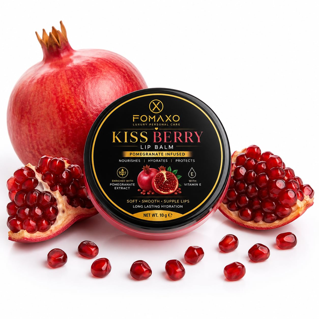 Kiss Berry Lip Balm with Pomegranate Extract & Vitamin E | Deep Hydration, Soft & Glossy Lips | Natural Moisturizing Lip Care for Dry & Chapped Lips | Lightweight, Non-Sticky Formula (10g)-image-31