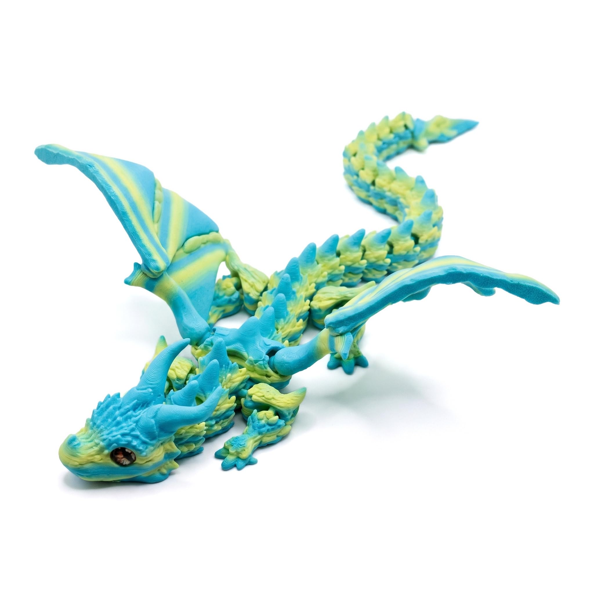 Mtbricey 3D Printed Articulated Dragon Figure 30cm Large Winged Dragon Collectible Flexible Desk Decor Fantasy Dragon Model for Home Office Display Gift (Blue-Green)