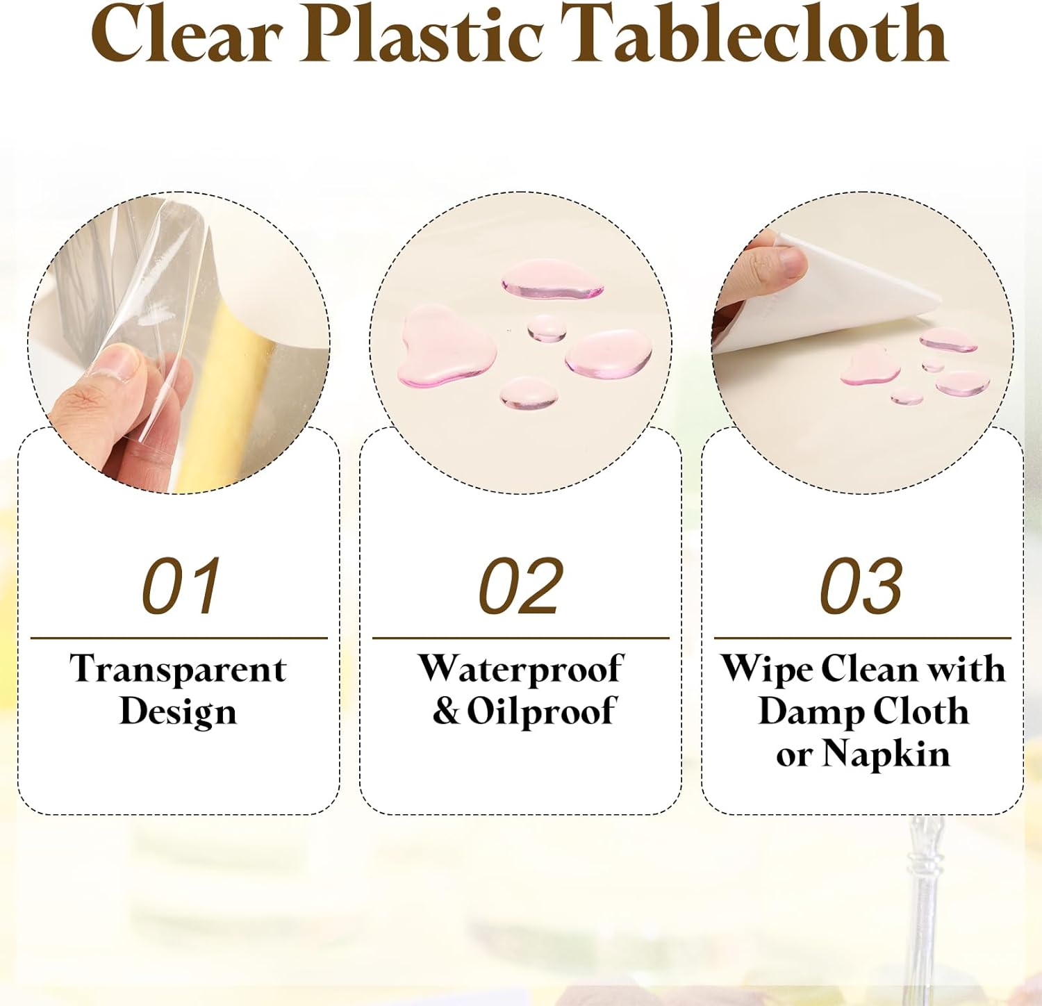 uxcell 2Pcs 60 x 120 Inch Clear Plastic Tablecloth, Waterproof Oilproof Rectangle Vinyl Table Cover Protector, Table Cloth for Dining, Parties and Holidays