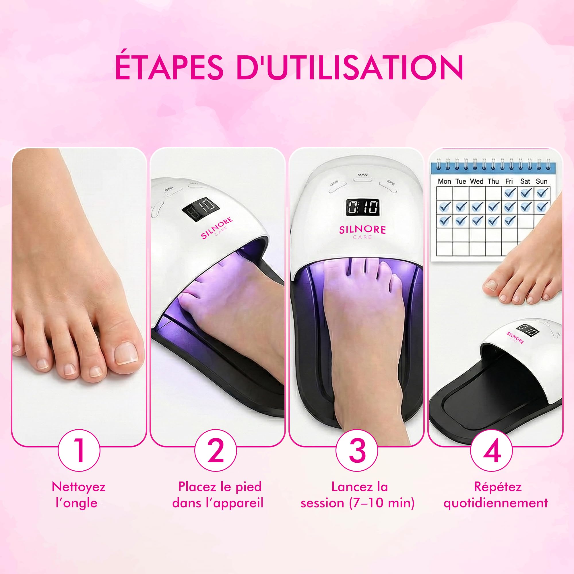 CARE | Traitement Mycose Ongle Pied Puissant, Lampe Laser Mycose Ongles Pied – Thérapie Lumière Rouge/UV Infrarouge, Appareil 2-en-1 LED/UV + Limes à Ongles & inclus