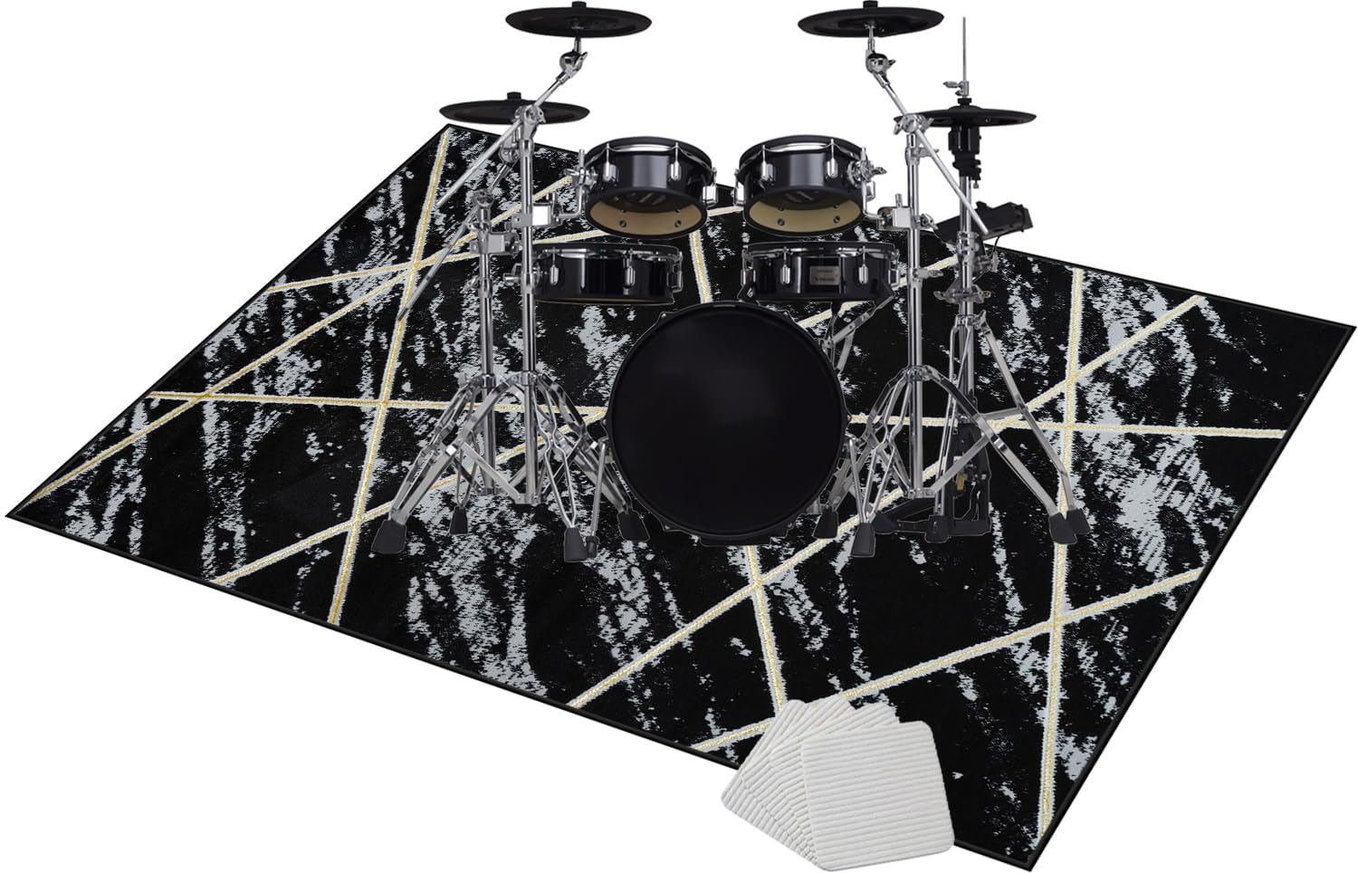 Schlagzeugteppich - rutschfeste Trommel Teppiche - Quadratische Schallschutzdecke - Schlagzeug Teppich für Bass Drum Snare - Akustik Elektrisches Schlagzeug Teppich für Studio - Wohnung 160 x 140 cm