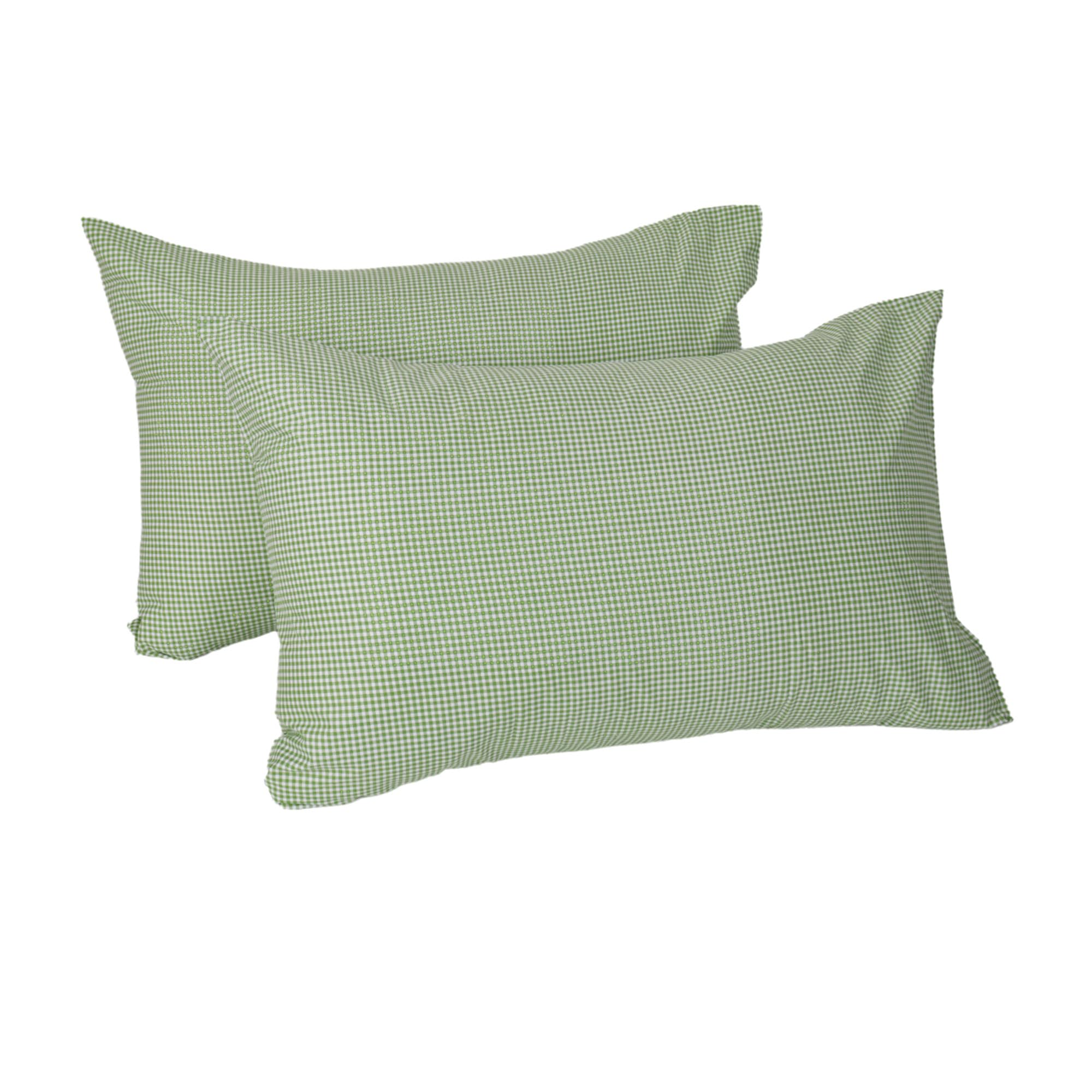 Green Pillow Cases Queen Size Set of 2 Cotton Plaid Printed Ultra Soft Cooling Pillow Covers for Sleeping