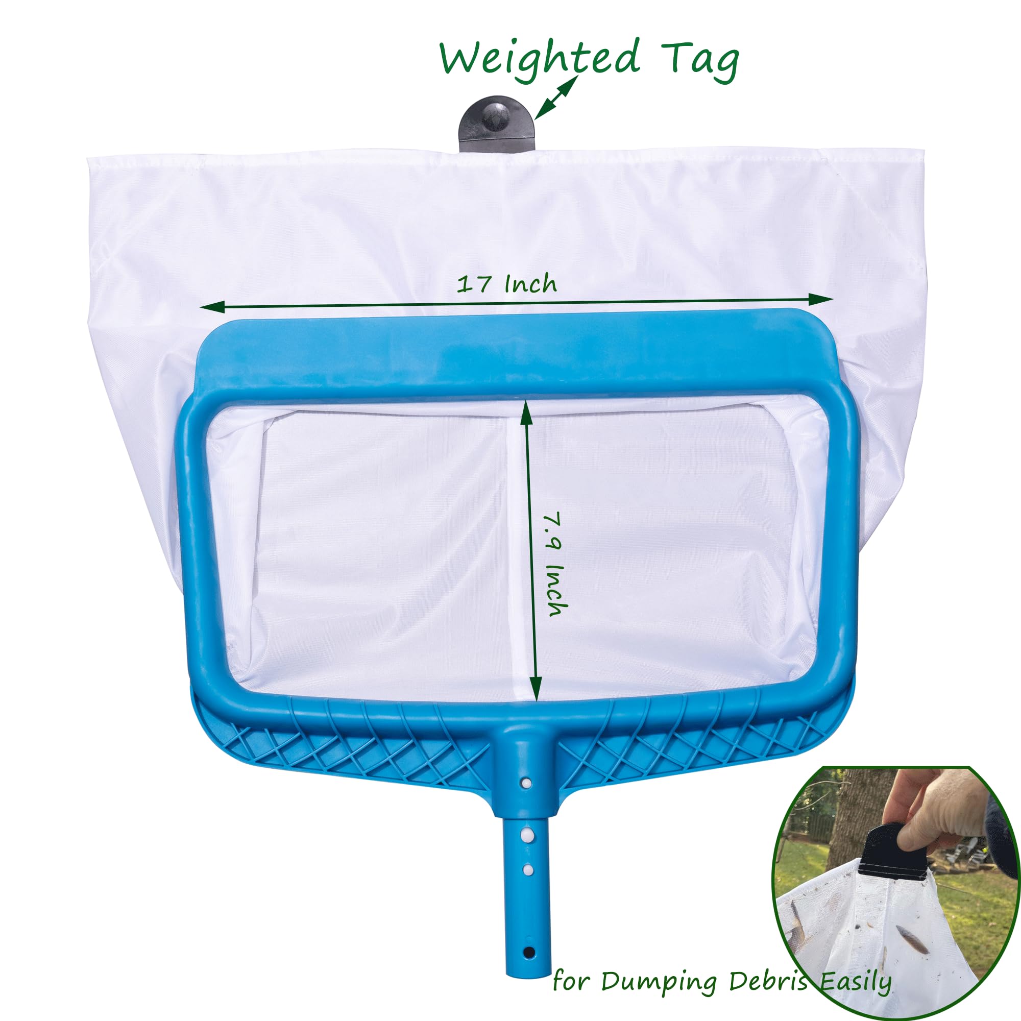 Professional Pool Bottom Skimmer Net for Cleaning Pollen Bugs, Ultra Fine Mesh Leaf Rake with Sturdy Plastic Frame — view 7