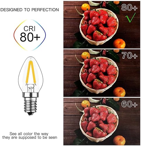 Miniatura 5 de Bombillas LED de candelabro E12 C7 de 2 W (paquete de 6) 15 W, base E12, filamento LED de 2 W, bombilla de 120 V, regulable, 6000 K, luz diurna,
