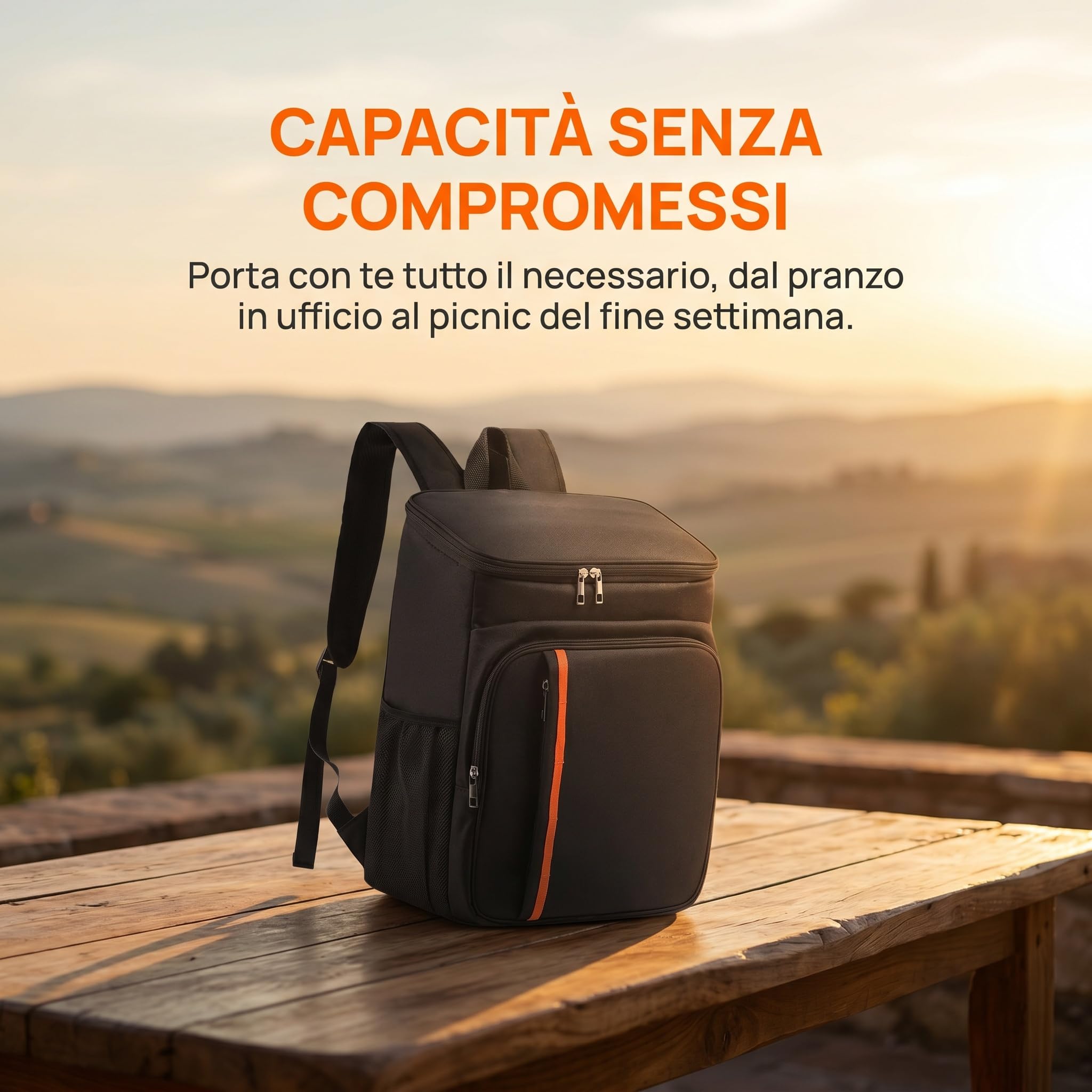Zaino Termico a Prova di Perdite, Borsa Frigo Grande Oxford, Accessori per Picnic, Spiaggia, Campeggio, Nero