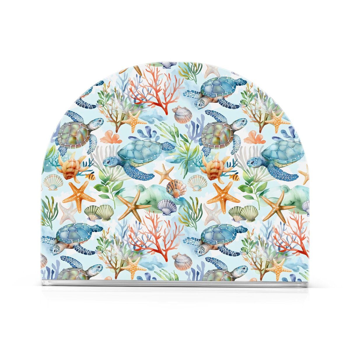 ALAZA Sea Turtles Coral Reef Starfish Acrylic Napkin Holder Tissue Paper Dispenser Napkin Holders for Tables Paper Restaurant Standing Napkin Dining Table Bathroom Kitchen