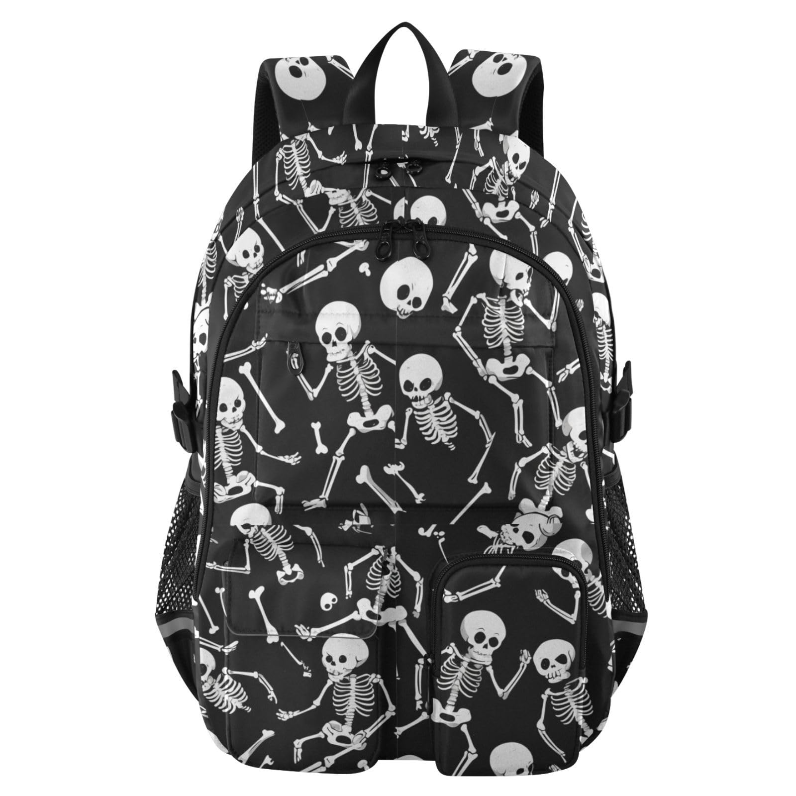 Mochilas de viaje de calavera negra de 44.5 cm para adolescentes y hombres 8
