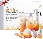 Ensemble de soins de la peau, 5 en 1 Hydratant & Ensemble hydratant pour soins de la peau, kit de soin du visage avec nettoyant, toner, sérum pour les yeux, sérum visage, crème pour le visage, kit cadeau de Noël pour les mères âgées maman