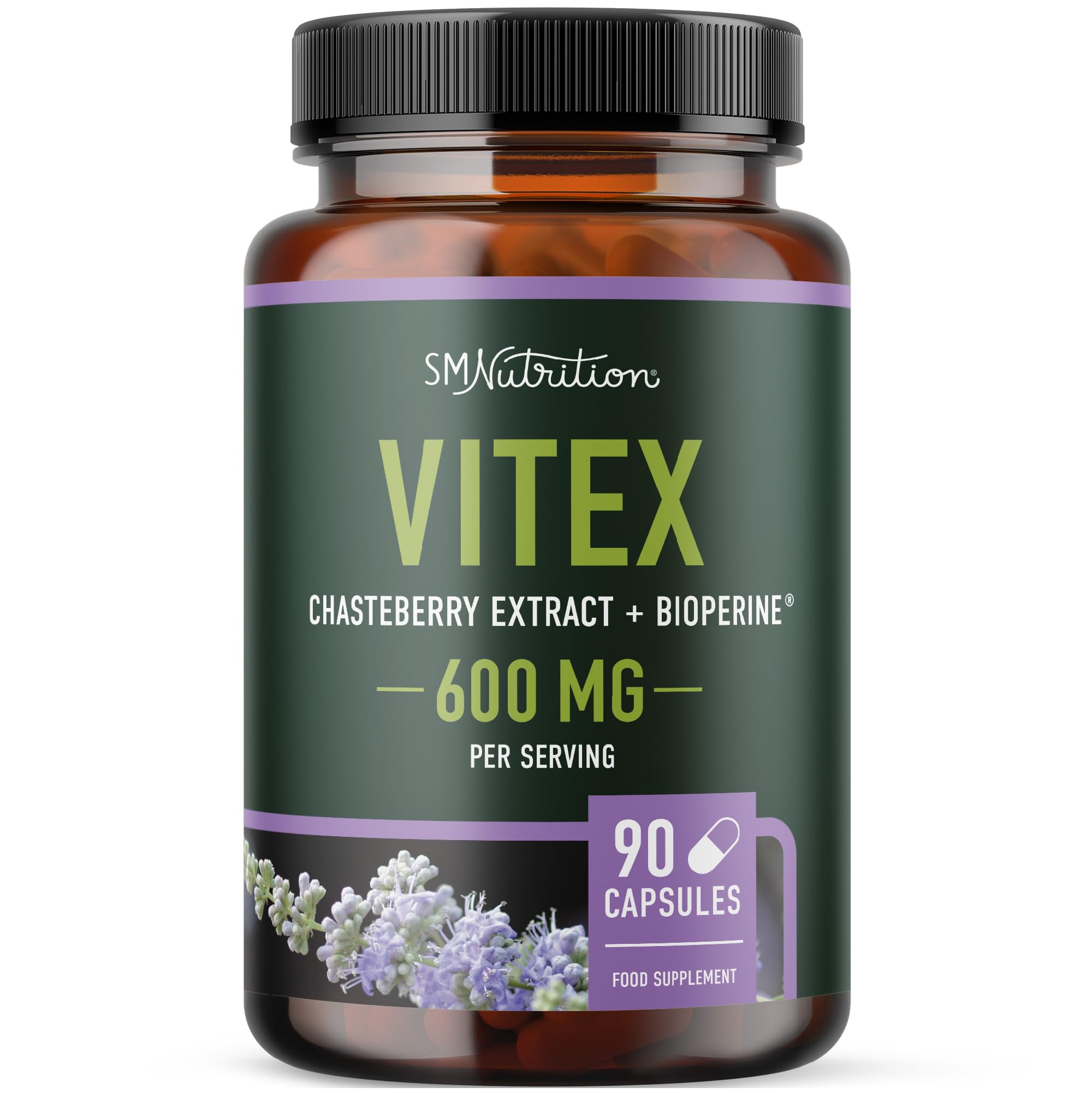 Vitex Chasteberry Supplement 600mg | Agnus Castus for Women's Hormone Balance, Menopause, Menstrual Regularity & Hormonal Acne* | Certified Gluten-Free, Vegetarian | 90 Capsules, 3-Month Supply