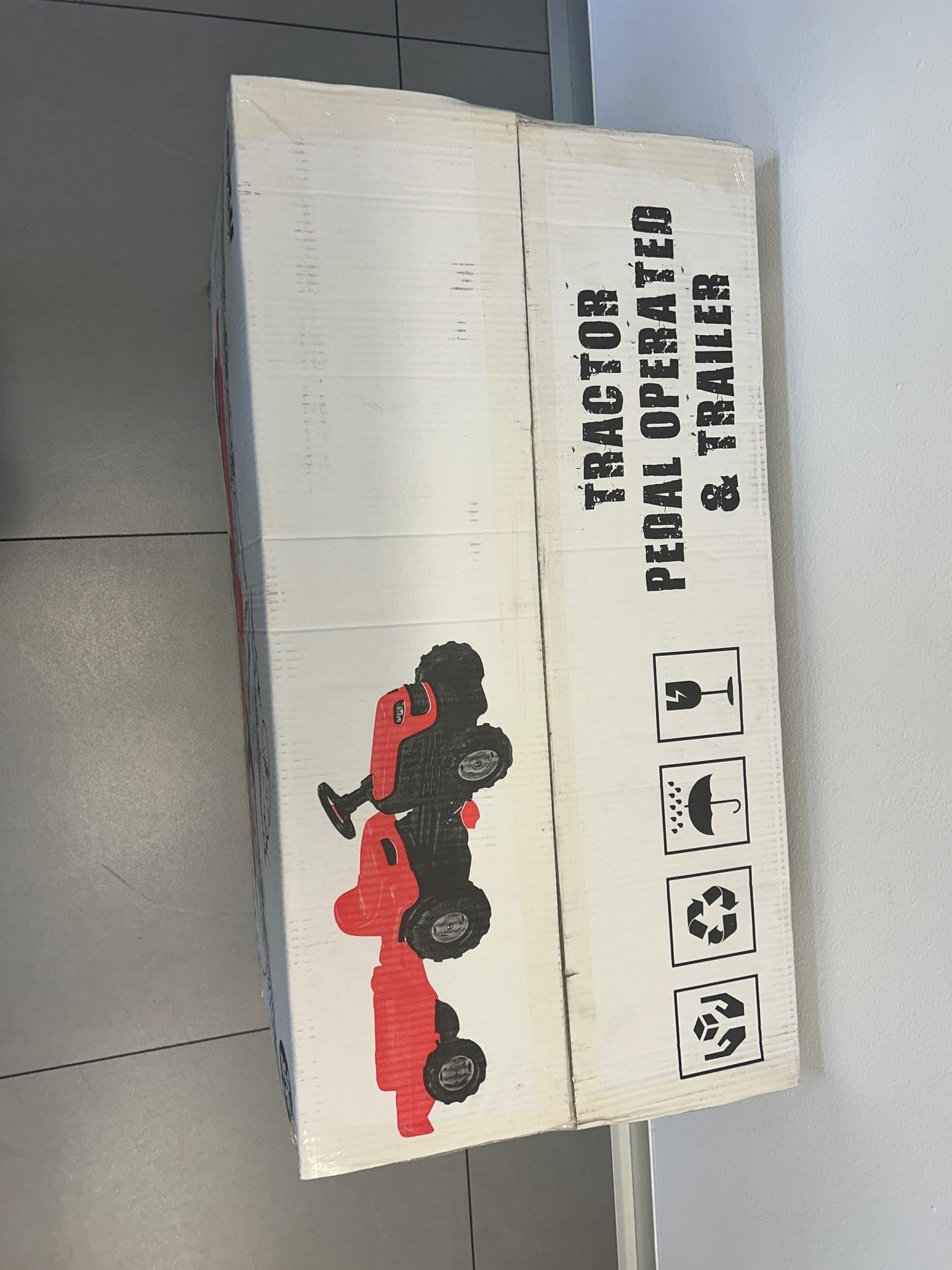 DOLU Trattore Rosso a Pedali per Bambini con Rimorchio Removibile 144x52x45 cm