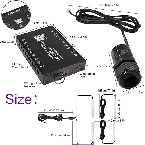 Miniatura 4 de AKEPO Kit de luces de fibra óptica 3 en 1, sincronización de música activada bajo el tablero, luces interiores LED para el interior del automóvil y