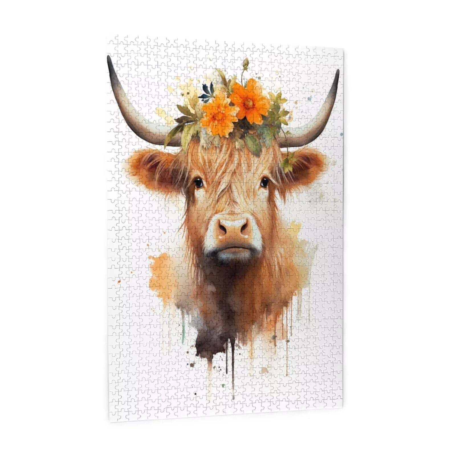 Animal Puzzle Bovins des Highlands 3000 Pièces Adultes,DIY Puzzles Art avec Boîte d'emballage et Photos de Référence,Relaxation/Soulagement du Stress/Jeux Amusants,Creatif Cadeau pour Femme M-1468